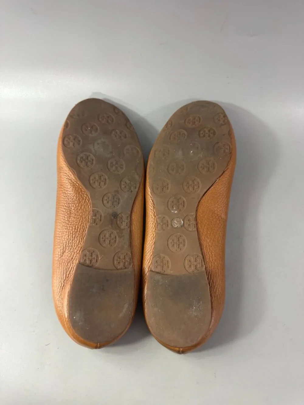 Tory Burch Reva Brown Leather Scrunch Ballet Flats, Size 10 M